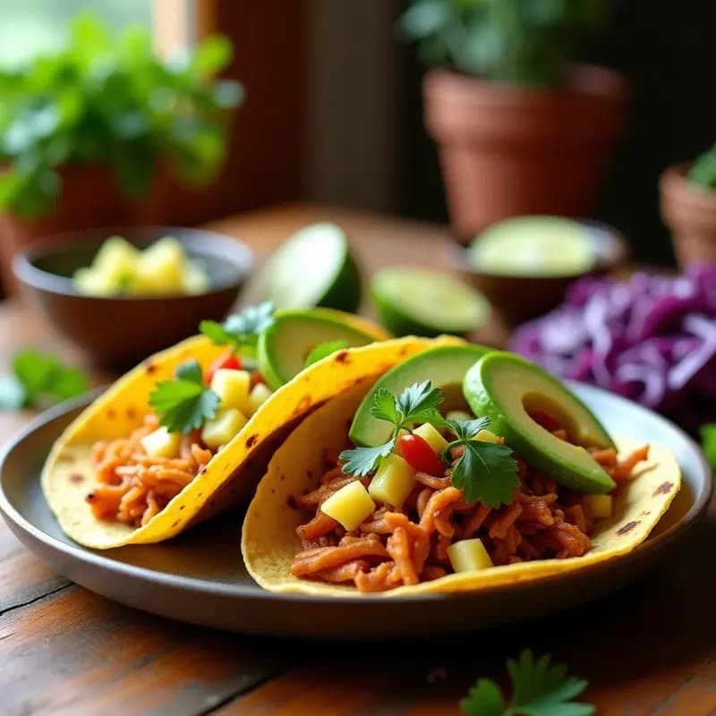 Tacos de Jackfruit con Salsa de Piña y Chile: Receta Vegana y Picante en Sartén