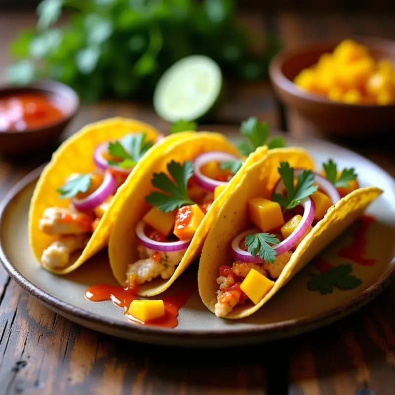 Tacos de Jaiba con Mango y Salsa Picante: Receta Mexicana Rápida y Alta en Proteína