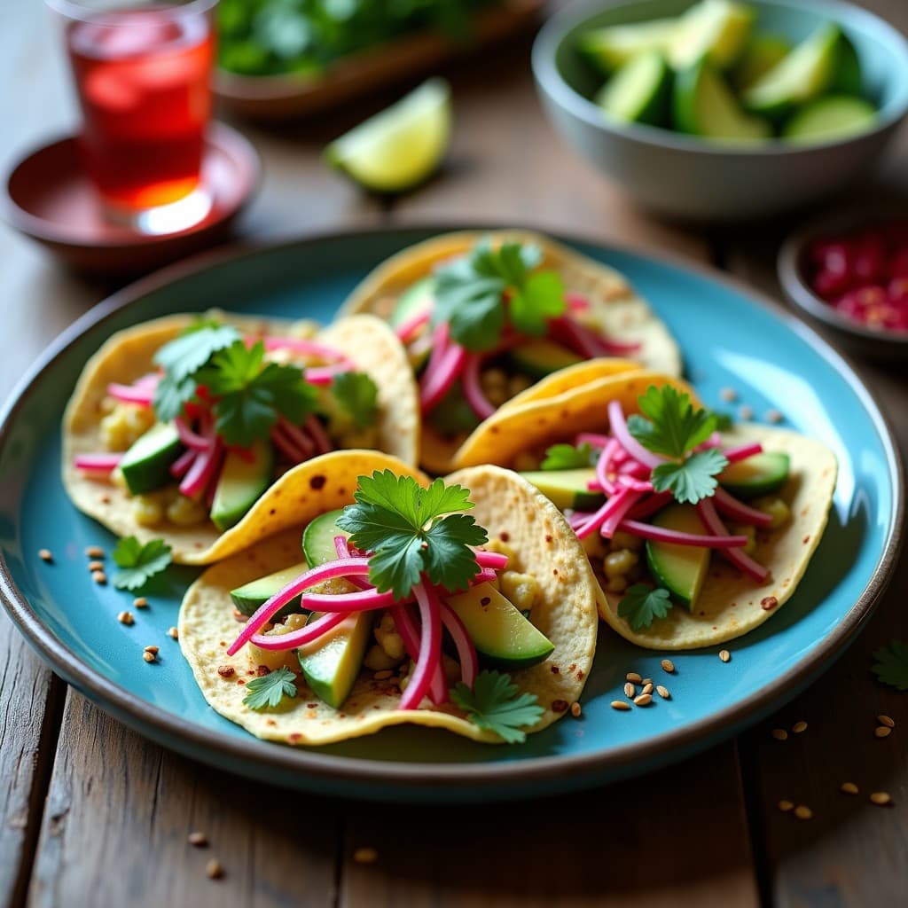 Tacos de Jamaica y Pepino Encurtido: Receta Vegana y Rápida con Toque Ácido