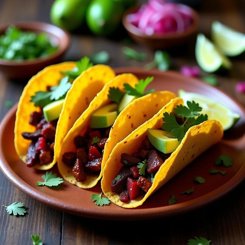 Tacos de Jamaica Veganos Ahumados: Receta en Airfryer con Toque a Fuego en 12 Minutos