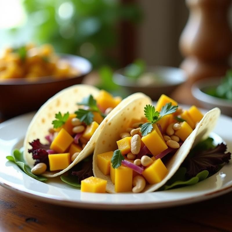 Tacos de Jicama con Ensalada de Mango y Cacahuate: Receta Mexicana Sin Cocción y Baja en Calorías en 15 Minutos