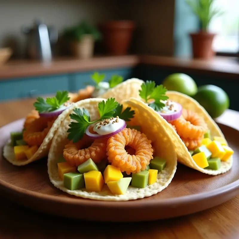 Tacos de Camarones de Konjac y Mango: Receta Mexicana Keto y Sin Gluten en Airfryer
