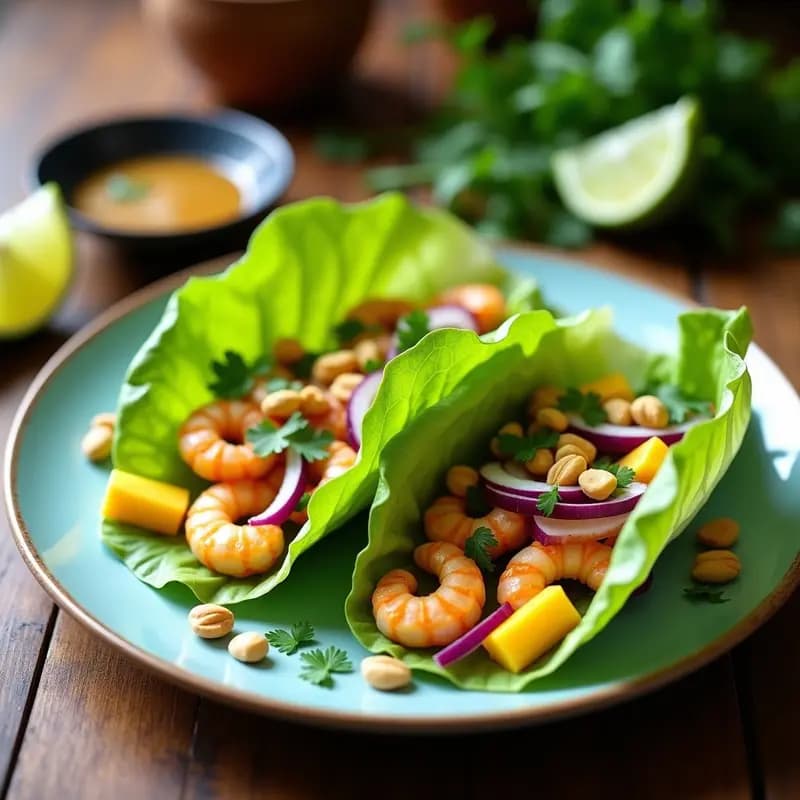 Tacos de Camarones de Konjac y Mango Verde: Receta Vegana y Baja en Calorías con Toque tailandés