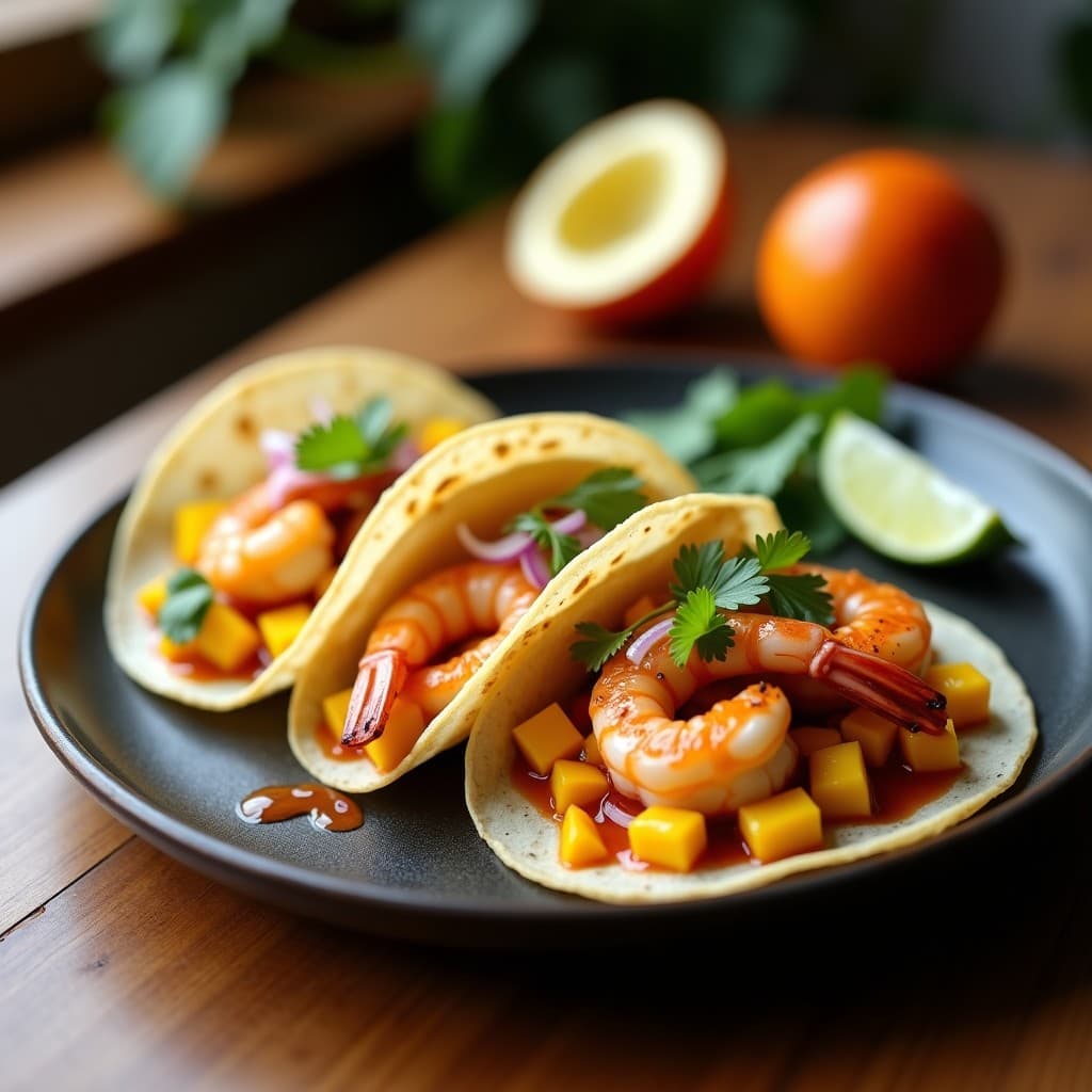 Tacos de Camarones de Konjac con Salsa de Chipotle y Mango: Receta Keto y Sin Carbohidratos