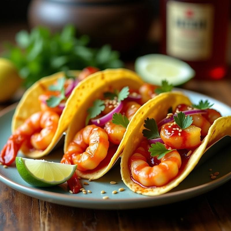 Tacos de Langostino y Piña Caramelizada: Receta Fusion Hawiana con Toque Picante en Airfryer
