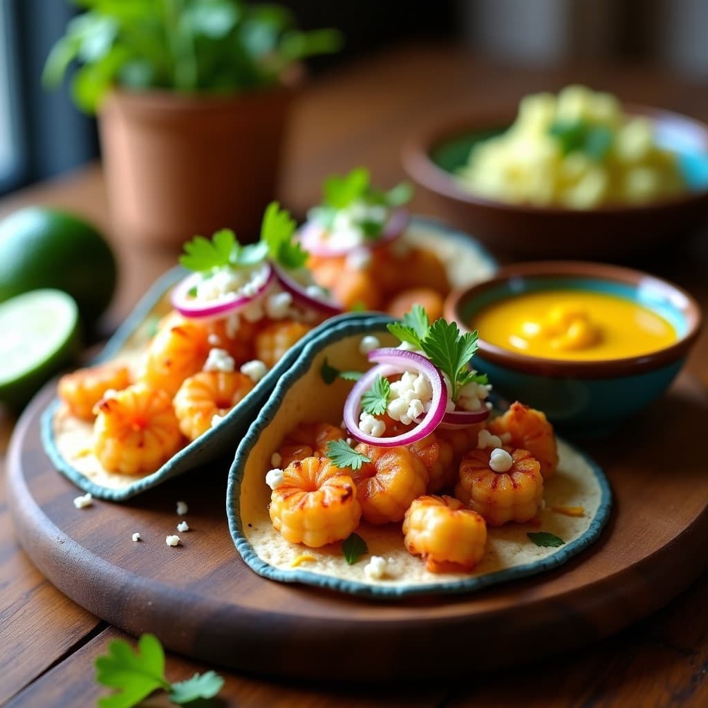 Tacos de Langostinos al Ajillo con Salsa de Maracuyá: Receta Peruana Gourmet en Airfryer