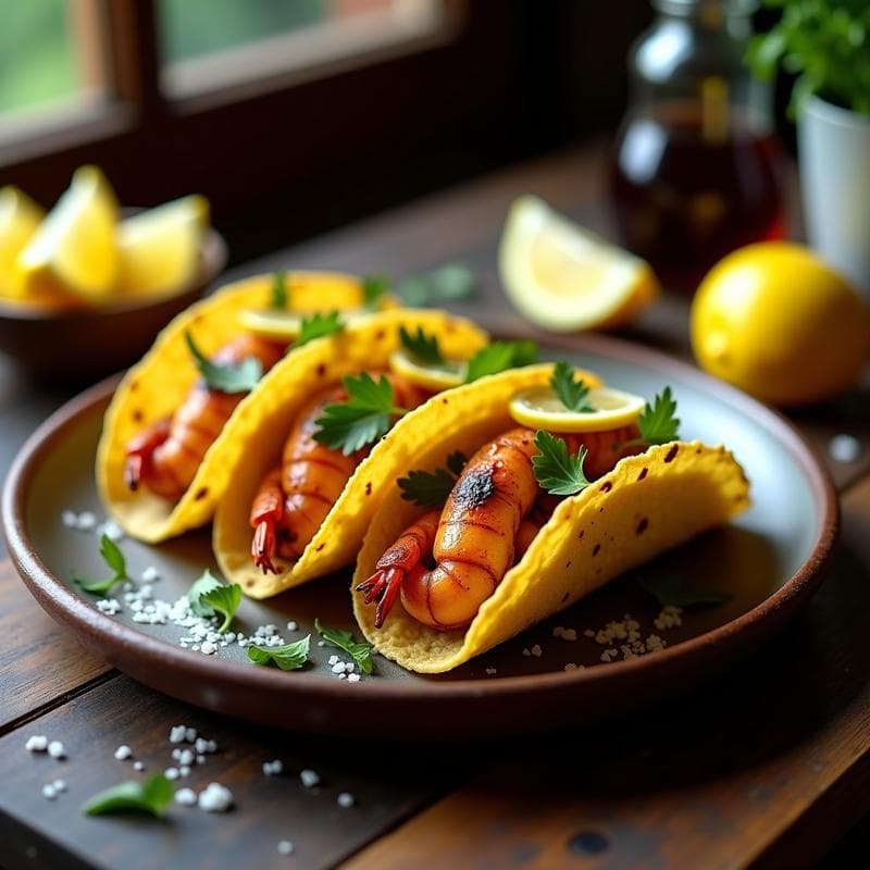 Tacos de Langostinos al Ajo Negro y Limón: Receta Española en Airfryer con Crujiente Perfecto