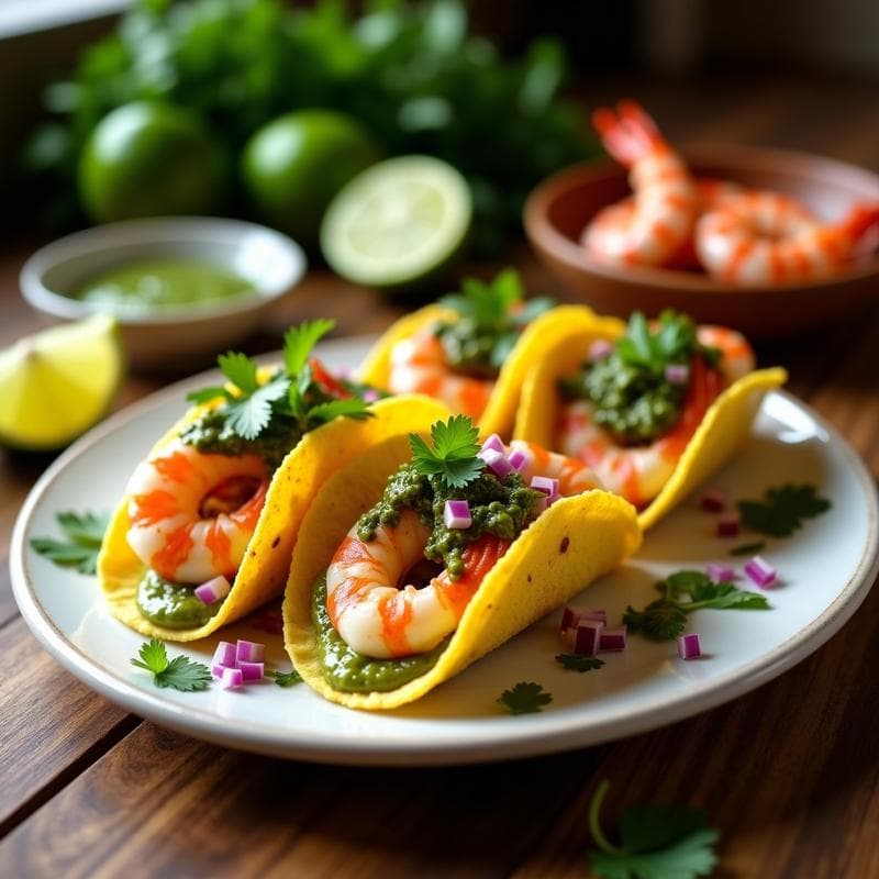 Tacos de Langostinos al Chimichurri y Puré de Yuca: Receta Latinoamericana en Airfryer en 12 Minutos