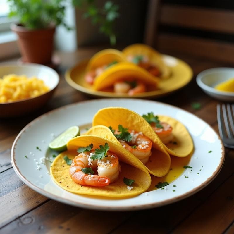 Tacos de Langostinos al Cúrcuma y Coco: Receta Tailandesa en Airfryer y Alta en Proteína