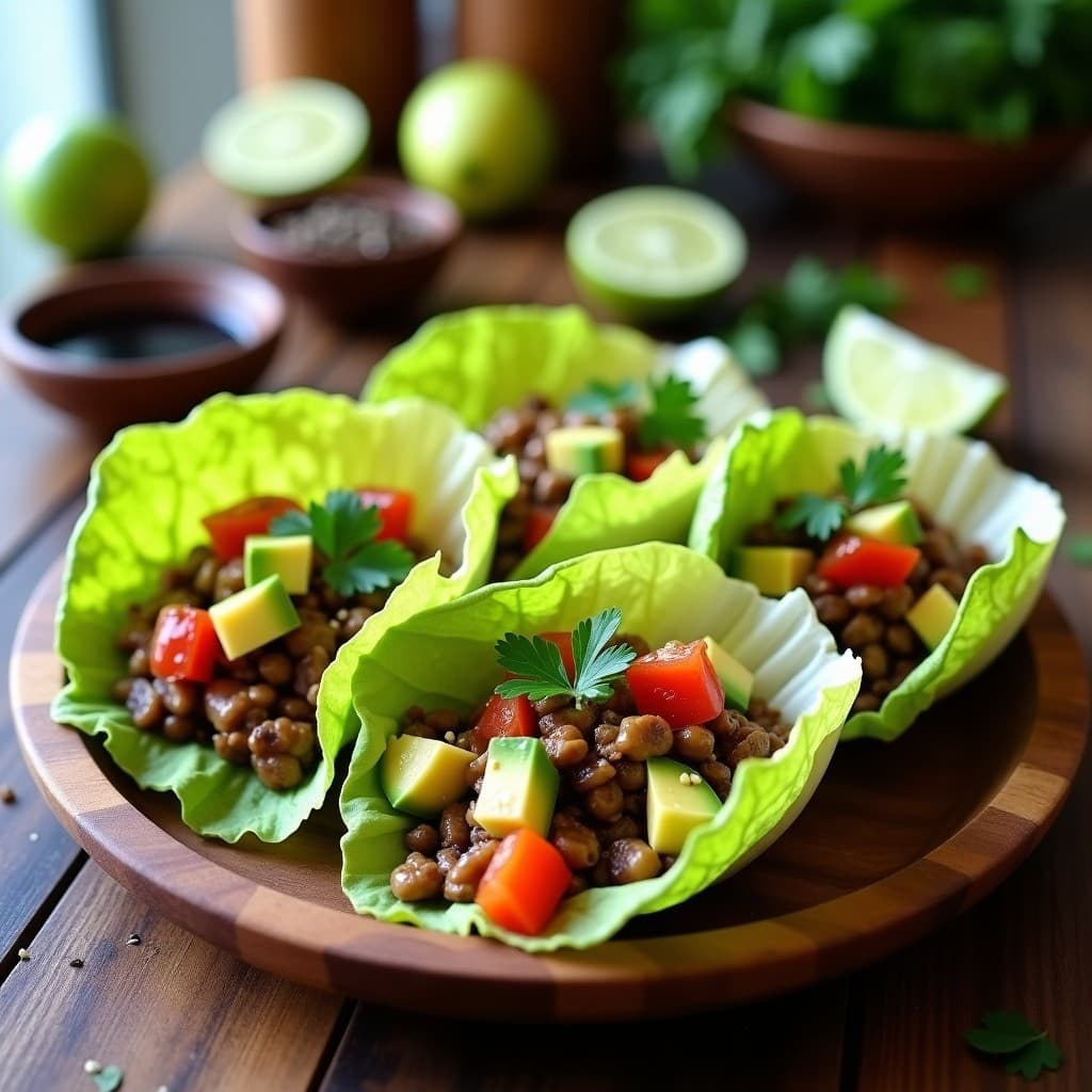 Tacos de Lechuga con Ceviche de Champiñones y Aguacate: Receta Vegana Baja en Calorías