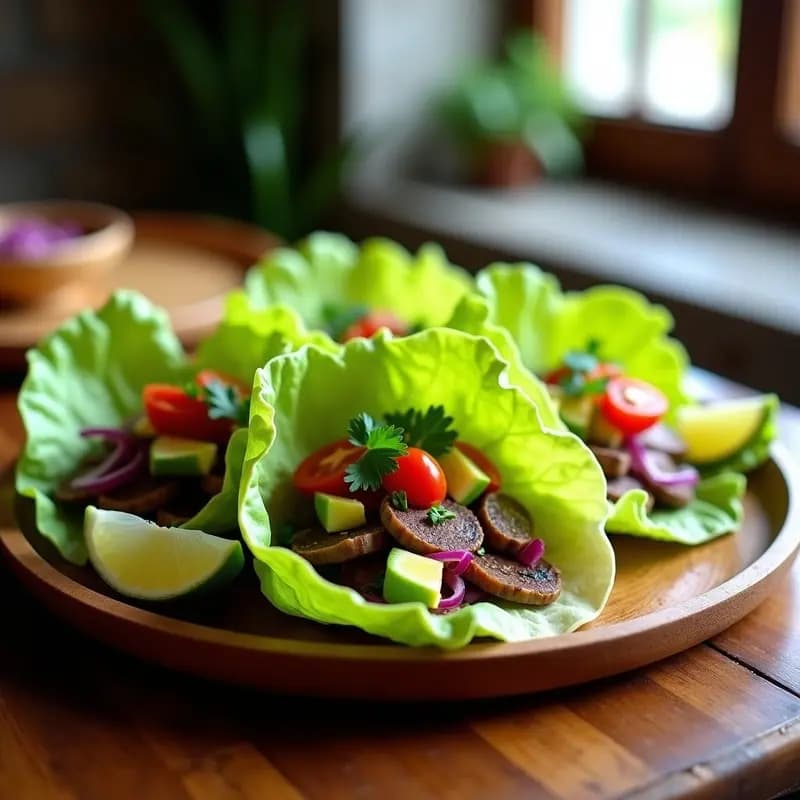 Tacos de Lechuga con Ceviche de Champiñones Portobello: Receta Vegana y Sin Gluten con Toque Mexicano
