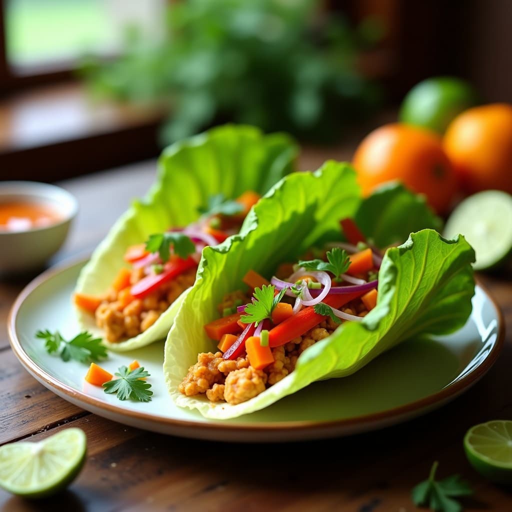 Tacos de Lechuga y proteins de Guisantes: Receta Crudivegana con Salsa de Cítricos