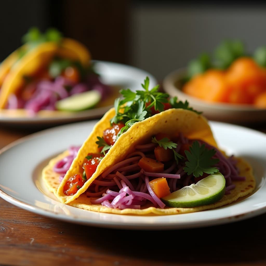 Tacos de Leibach con Ensalada de Repollo Morado y Aderezo de Mostaza y Miel: Receta Alemana Fusion