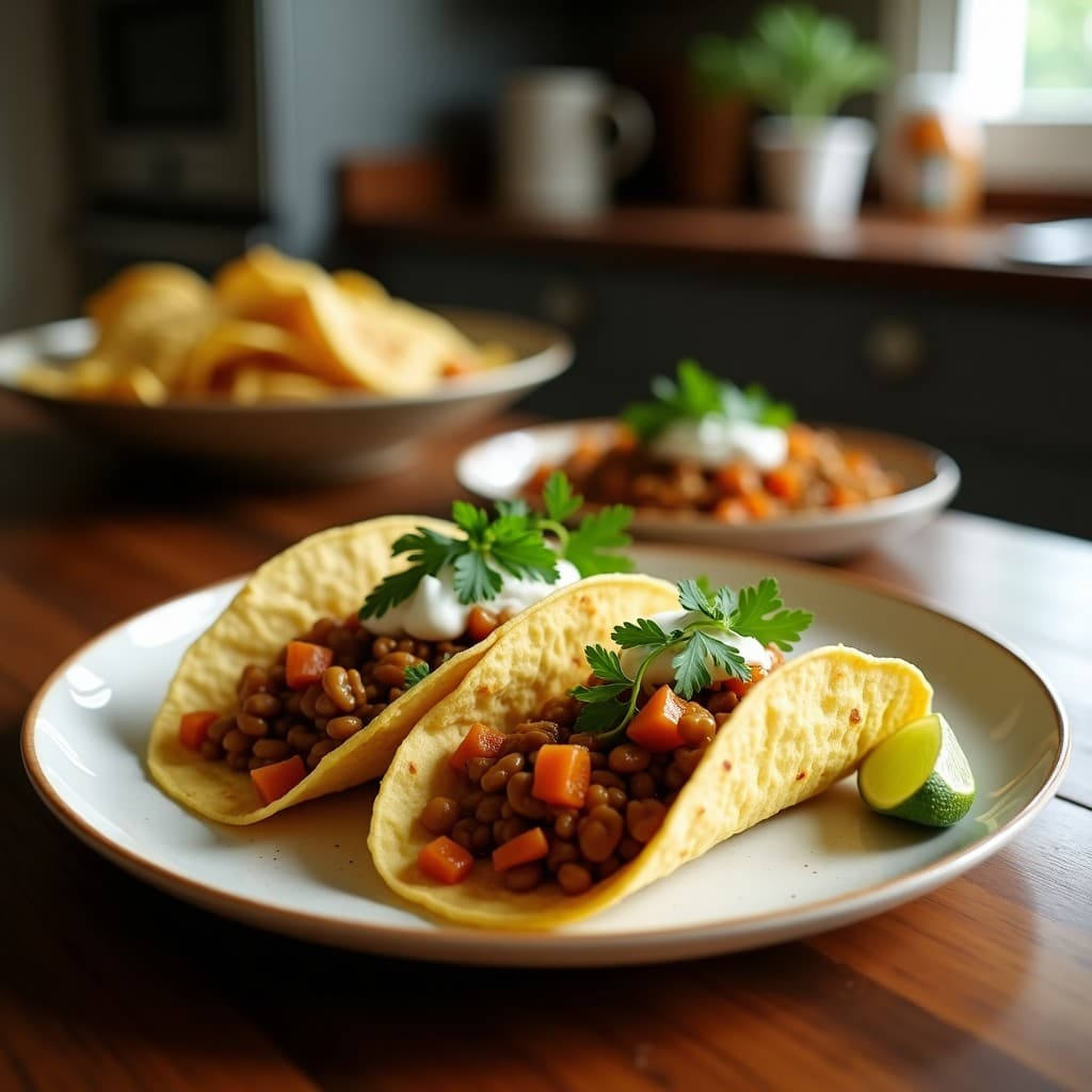 Tacos de Lentejas Beluga con Salsa de Tamarindo y Coco: Receta Vegana en Airfryer y Alta en Hierro