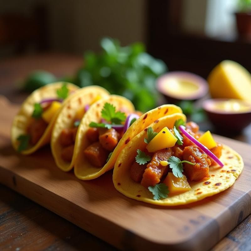 Tacos de Linguiça y Piña Caramelizada: Receta Brasileña en Airfryer con Salsa de Maracuyá