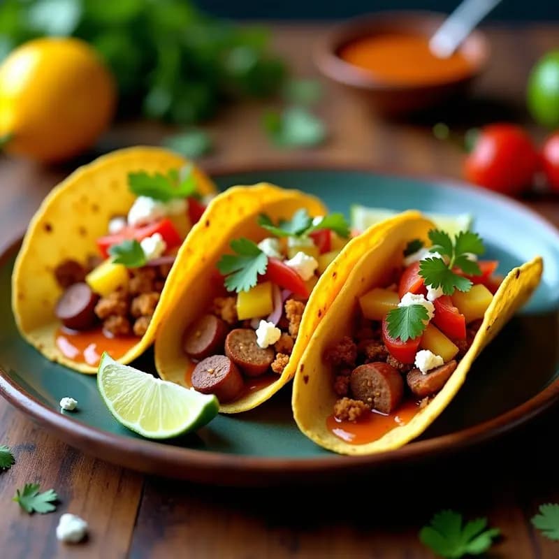 Tacos de Linguiça y Piña con Salsa de Maracuyá: Receta Brasilera Fusion Sweet & Spicy
