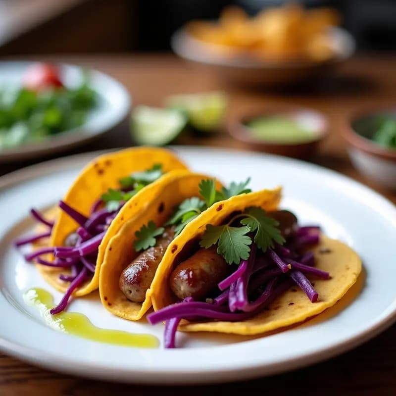 Tacos de Linguiça y Repolho Roxo con Vinagreta de Limão: Receta Brasilera Rápida y Sabrosa