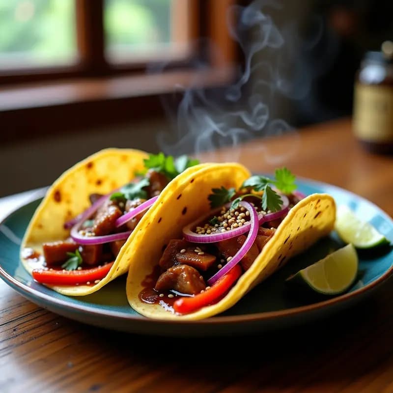 Tacos de Lomo Saltado con Salsa de Tamarindo: Receta Perú-China en Olla Exprés