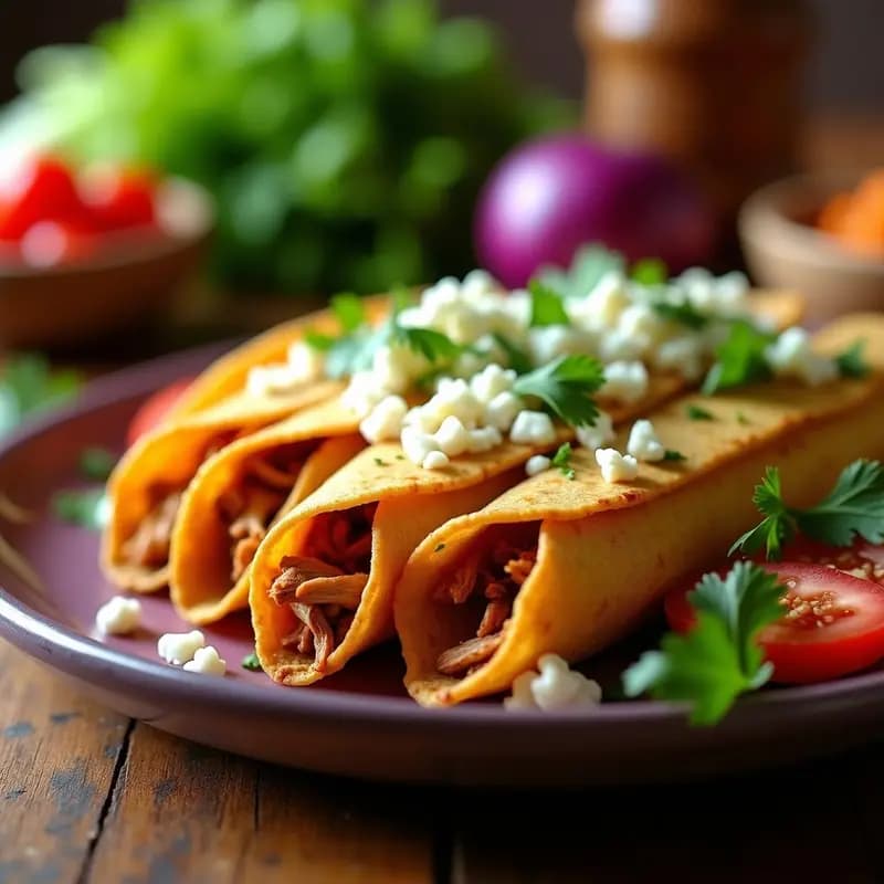 Tacos de Flautas de Maíz Morado con Chongos Zamoranos: Receta Mexicana Tradicional sin Freír