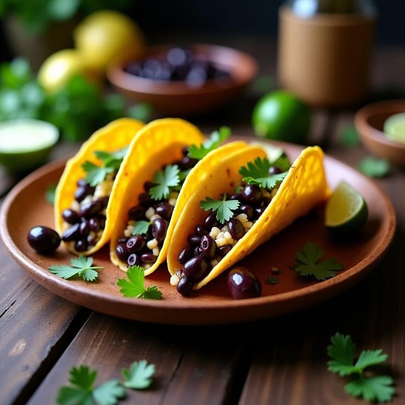 Tacos de Moros y Cristianos con Aceitunas Kalamata: Receta Cubana Vegana en Airfryer