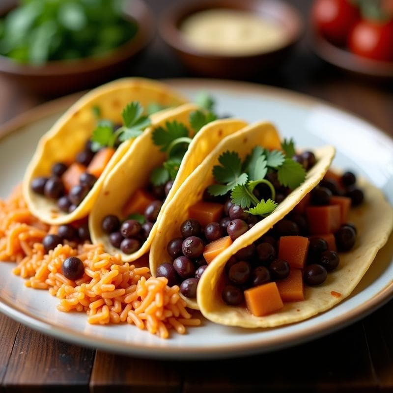 Tacos de Moros y Cristianos con Lechuga Morada: Receta Cubana Vegana sin Horno