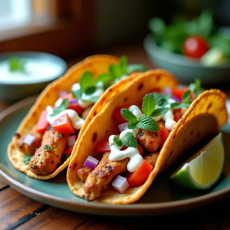 Tacos de Naan con Pollo Tikka: Receta Indo-Mexicana en Airfryer
