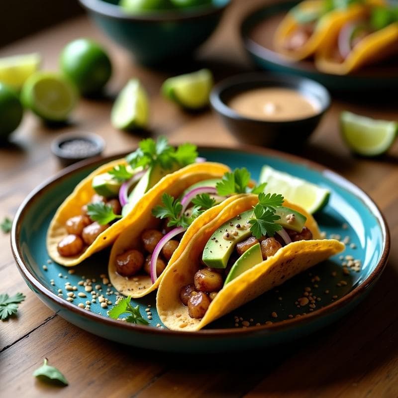 Tacos de Nopal Asado con Aderezo de Chiá y Lima: Receta Mexicana Vegana en Airfryer