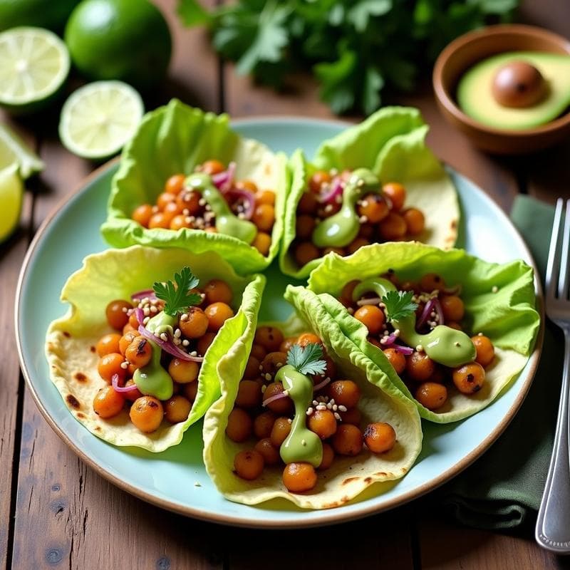 Tacos de Nopal Asado y Garbanzos Crujientes con Salsa de Aguacate y Lima: Receta Vegana y Crudivegana
