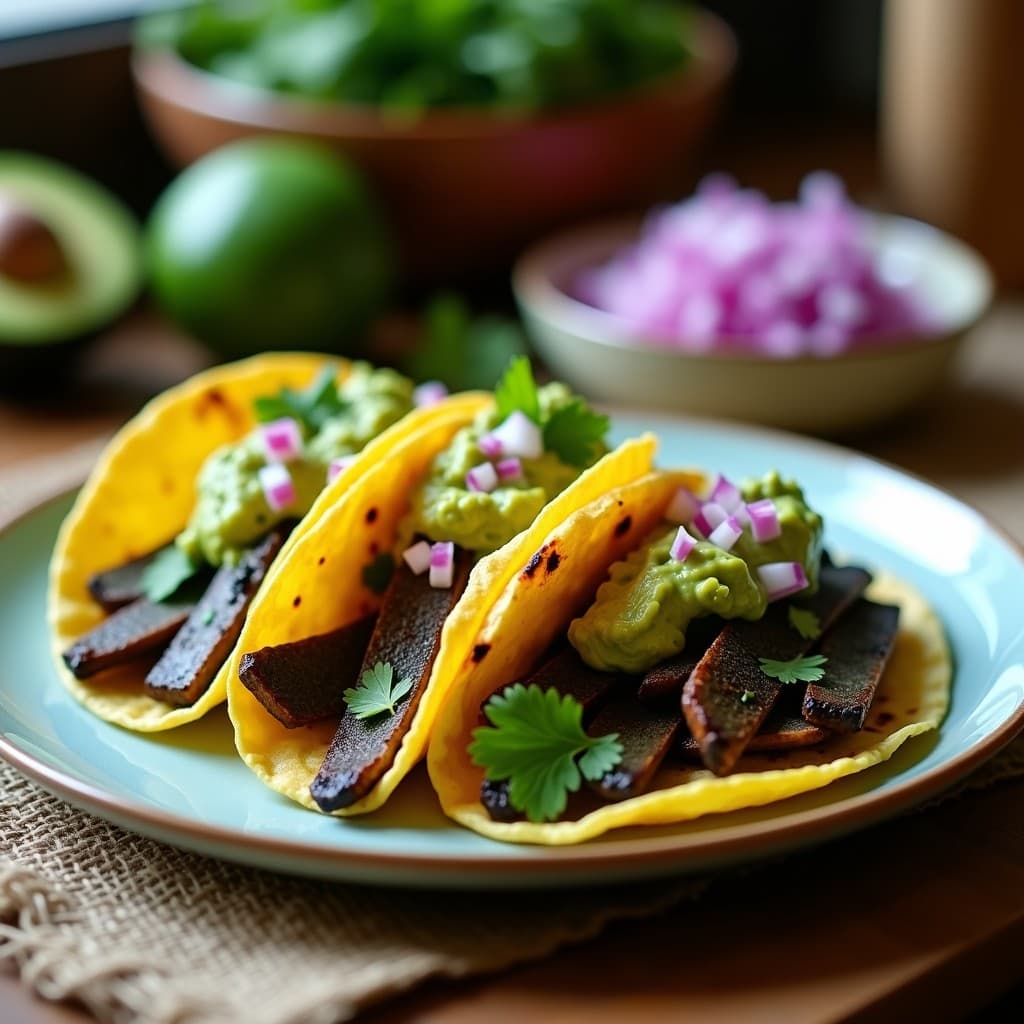 Tacos de Nopal Asado con Guacamole y Salsa Verde: Receta Vegana y Sin Gluten