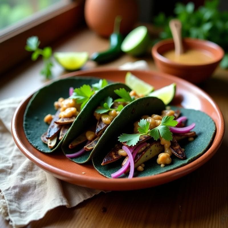 Tacos de Nopal Asado con Salsa de Tamarindo y Cacahuete: Receta Mexicana Vegana