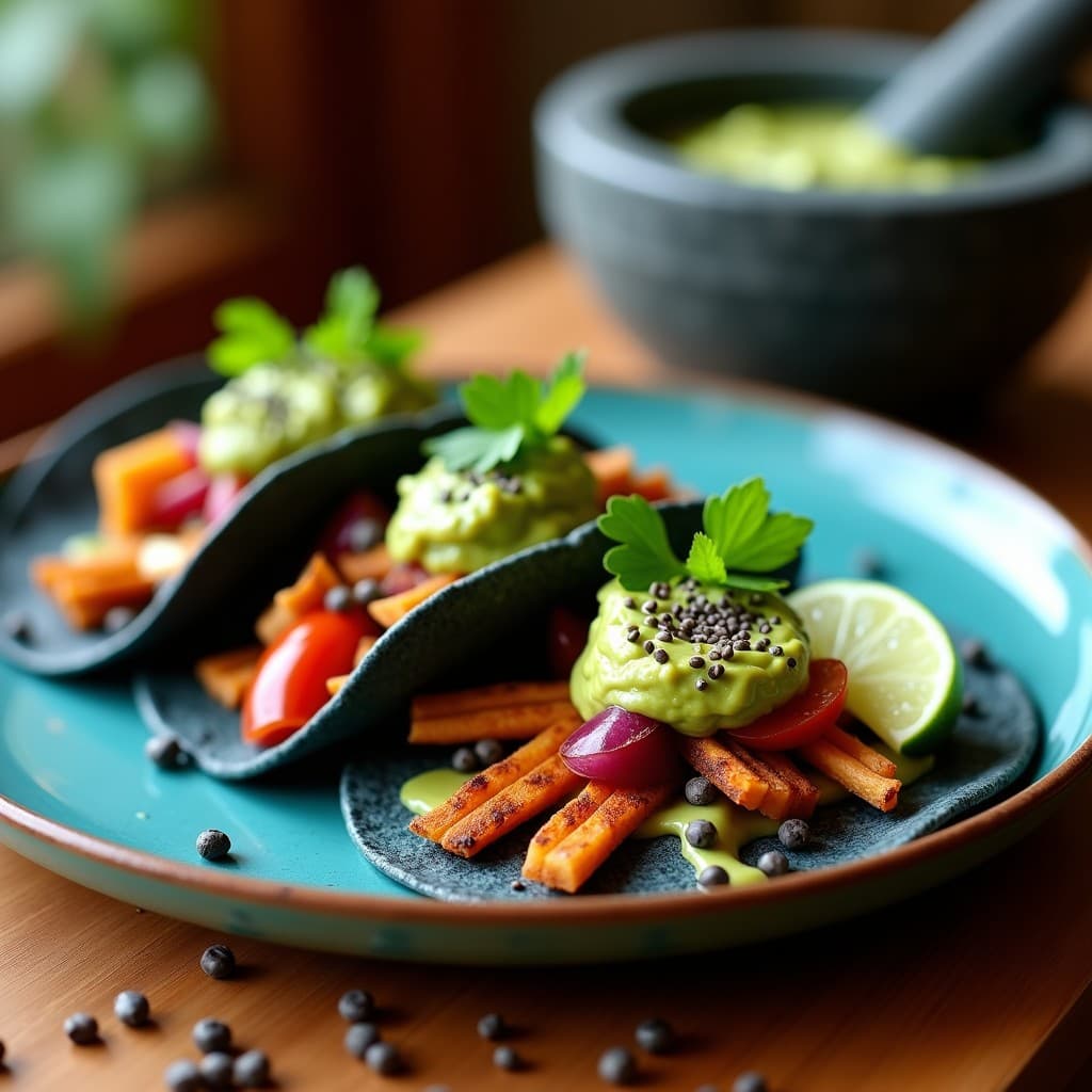 Tacos de Nopal con Guacamole de Aguacate y Semillas de Chía: Receta Mexicana Vegana y Sin Gluten