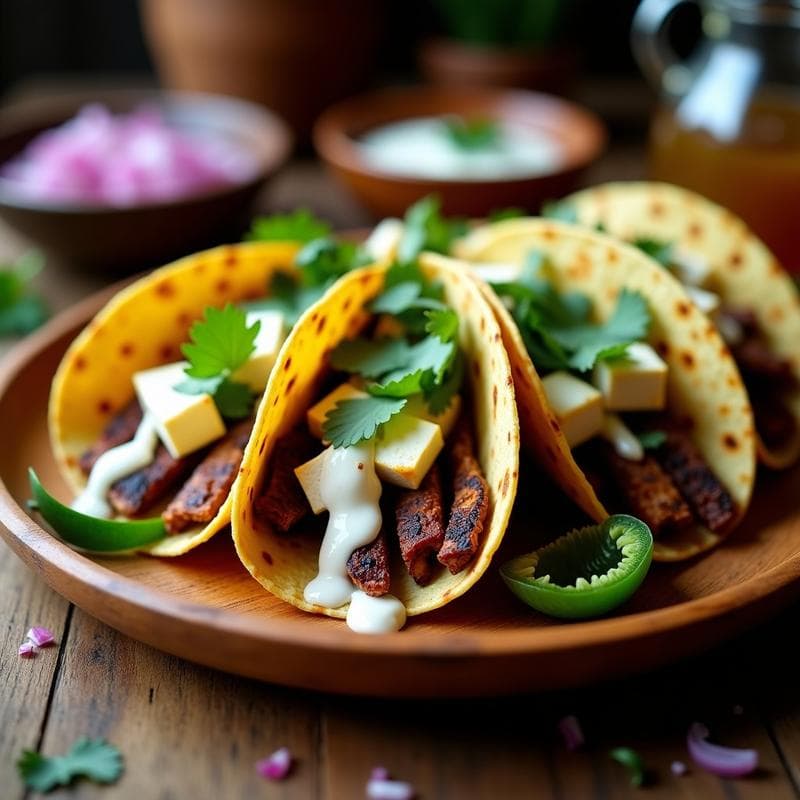 Tacos de Nopal Asado y Queso paneer: Receta Fusion Mexicano-India en Airfryer