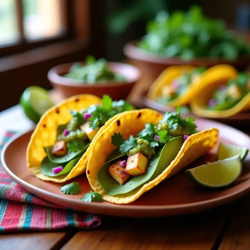 Tacos de Nopal con Queso paneer y Salsa Verde: Receta Mexicana Vegetariana