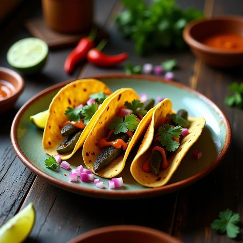Tacos de Nopal Asado y Queso Panela: Receta Mexicana en Airfryer con Salsa de Chipotle y Limón