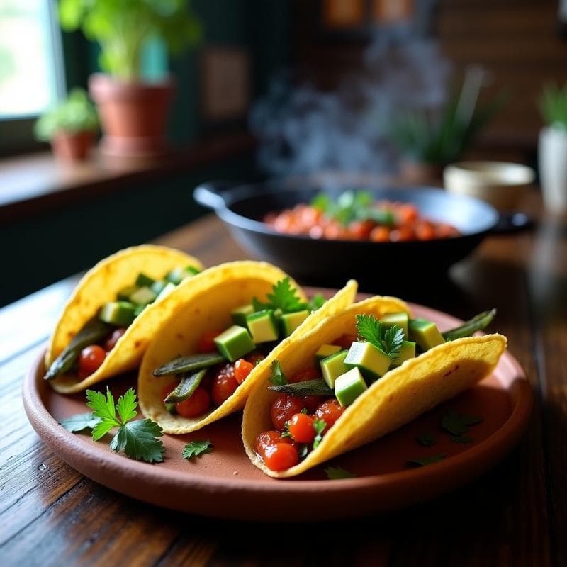 Tacos de Nopales Asados con Salsa de Chile de Árbol: Receta Vegana y Sin Gluten en Comal