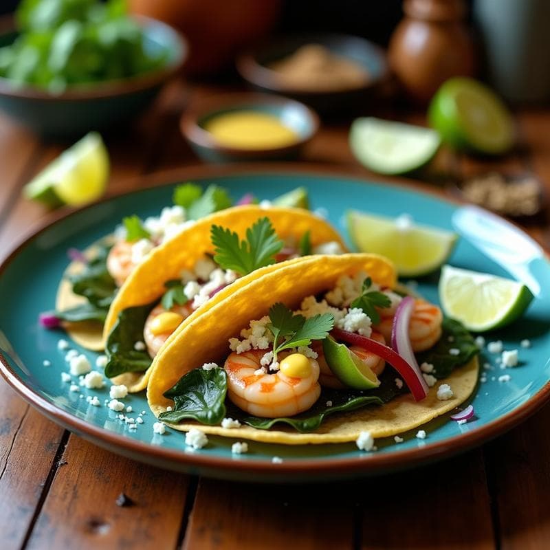 Tacos de Nopales con Ceviche de Camarón y Salsa de Chontaduro: Receta Fusion Mexicana-Colombiana