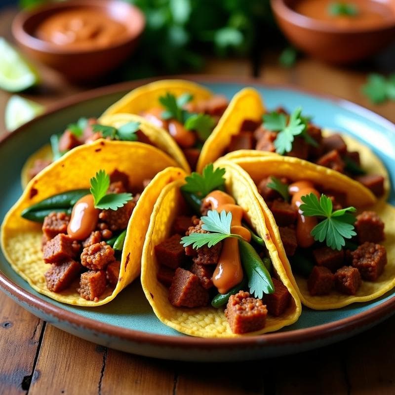Tacos de Nopales y Chorizo Vegano: Receta Tex-Mex en Airfryer con Salsa de Chipotle