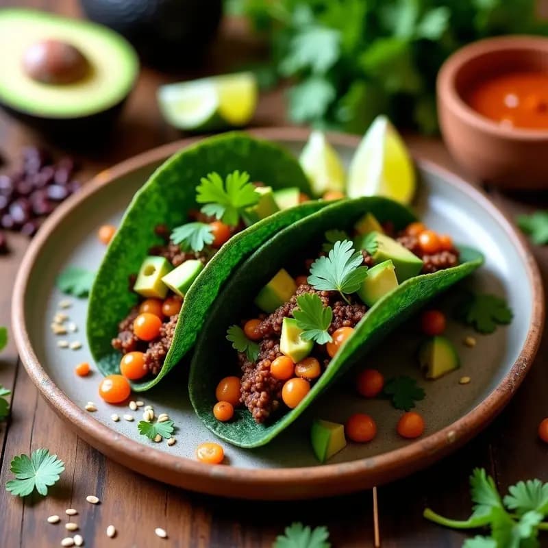 Tacos de Nopales y Chorizo Vegano: Receta Mexicana con Masa de Algas Espirulina
