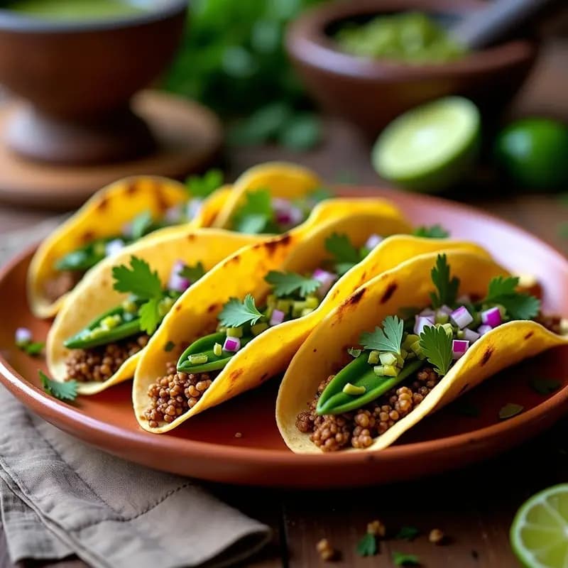 Tacos de Nopales y Chorizo Vegano con Salsa Verde: Receta Mexicana Sin Carne
