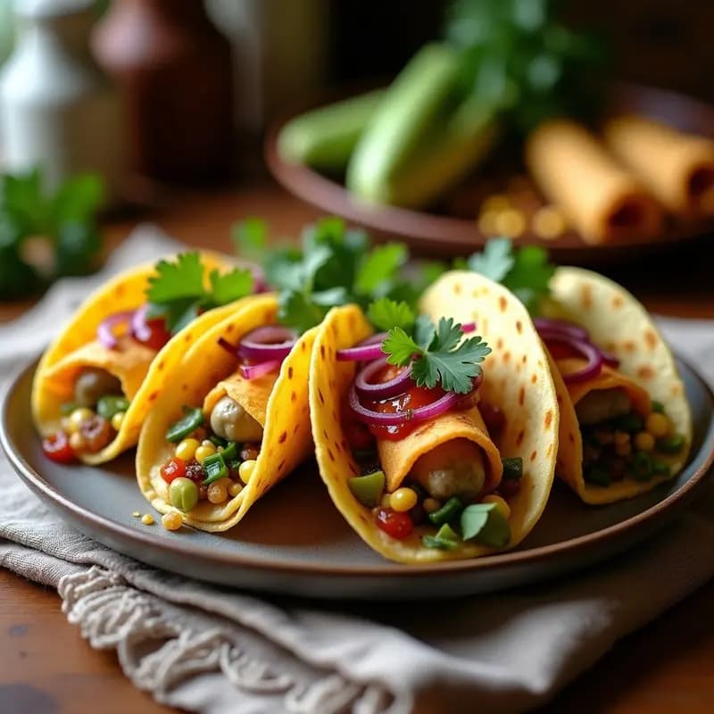 Tacos de Nopales y Flautas de Queso de Almendras: Receta Mexicana Vegana alta en Calcio