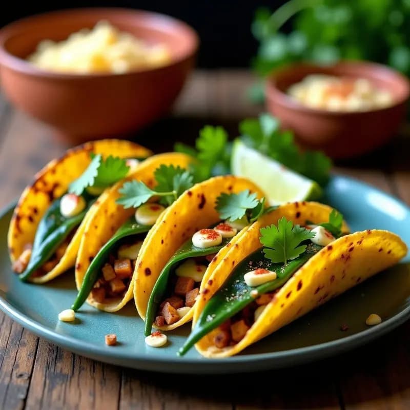 Tacos de Nopales y Rajas con Queso Vegano: Receta Mexicana Sin Gluten y Alta en Fibra