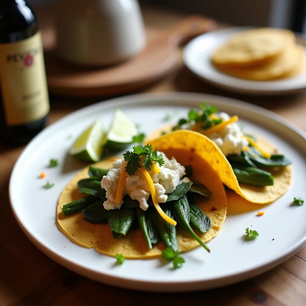 Tacos de Nopales con Salsa de Chaya y Queso Vegano: Receta Yucateca en Airfryer