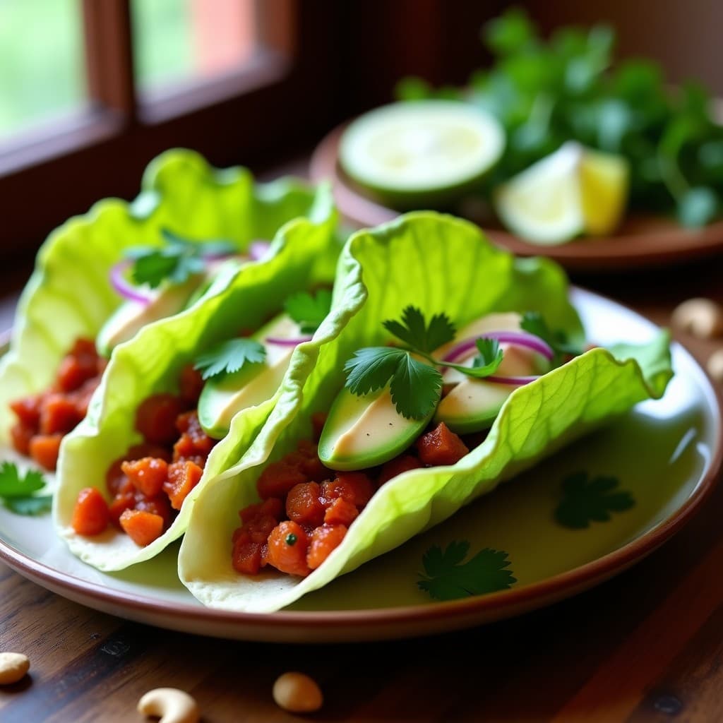 Tacos de Nopales con Salsa de Chile de Árbol y Crema de Anacardo: Receta Mexicana Crudivegana