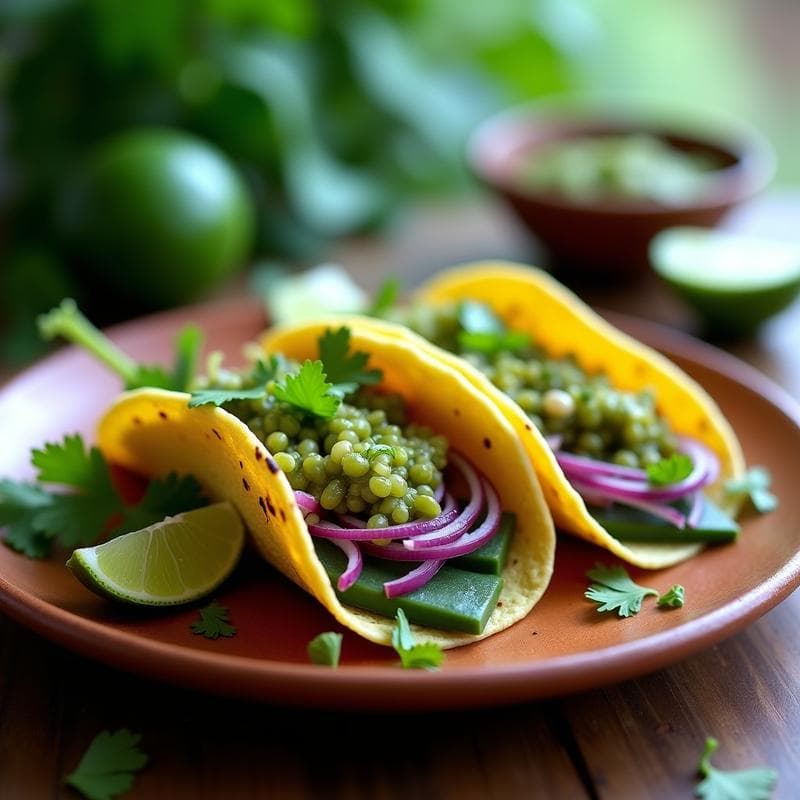 Tacos deInvoice de Nopales con Salsa Verde Cruda: Receta Vegana y Sin Cocinar