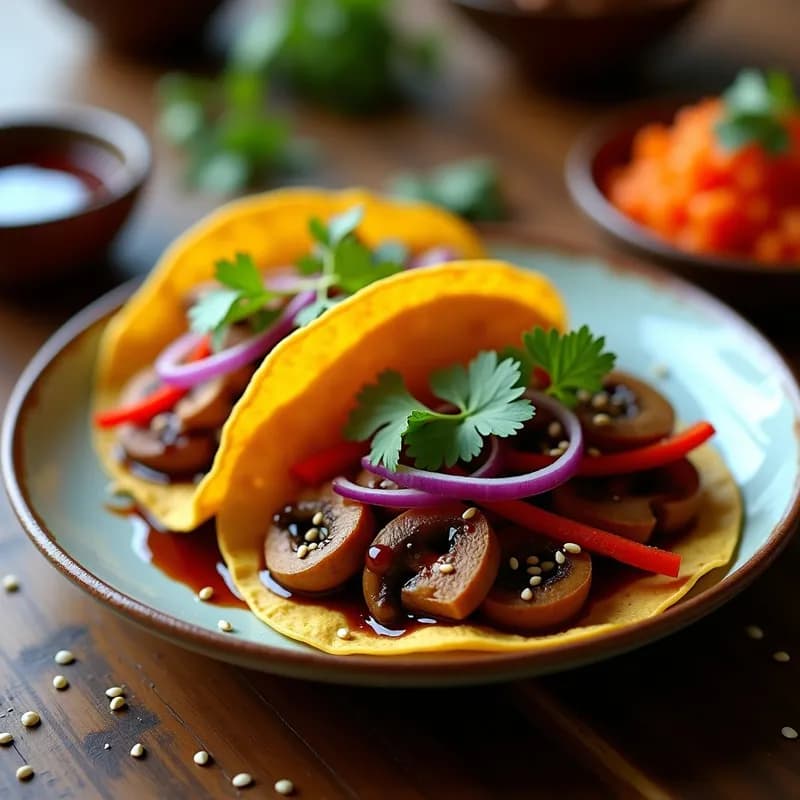 Tacos Onggi Veganos: Receta Tradicional con Hongos Shitake y Toque Ahumado