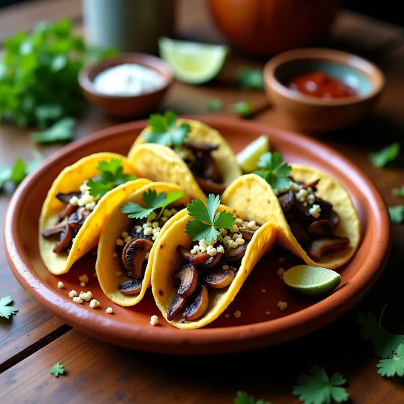 Tacos Ongi con Hongos Shitake Ahumados: Receta Tradicional Coreana con Toque Mexicano en 30 Minutos
