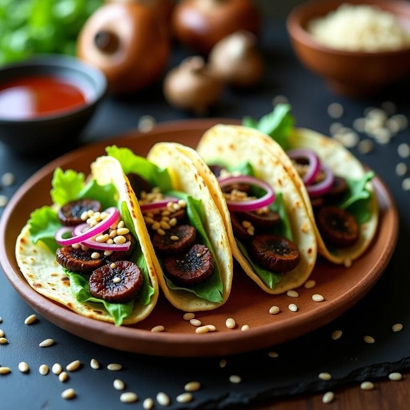 Tacos Ongi Veganos de Hongos Portobello: Receta Fermentada en 24 Horas con Umami Intenso