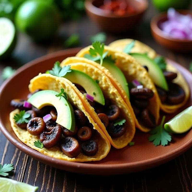 Tacos Ongi Veganos: Receta con Shitake Ahumado y Toque a Leña en 25 Minutos