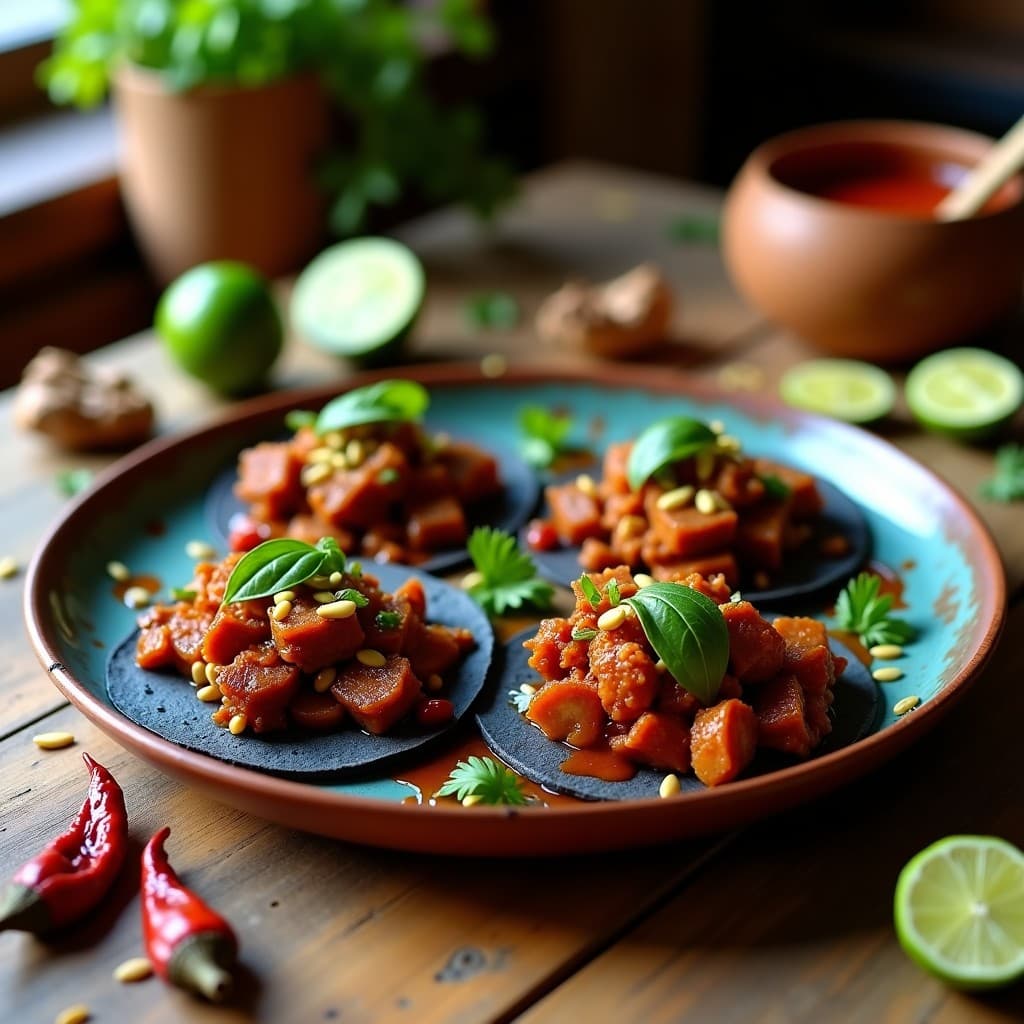 Tacos de Ongolomo (Hongo Salvaje) con Salsa de Guajillo: Receta Mexicana Vegana y Silvestre