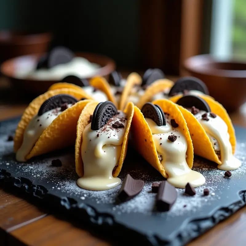 Tacos de Oreos con Helado de Vainilla y Leche Condensada: Postre Mexicano Reinventado